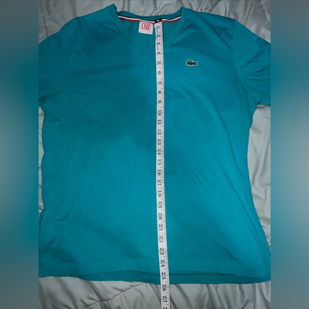 Lacoste T-Shirt Men Size 7 Blue V-Neck